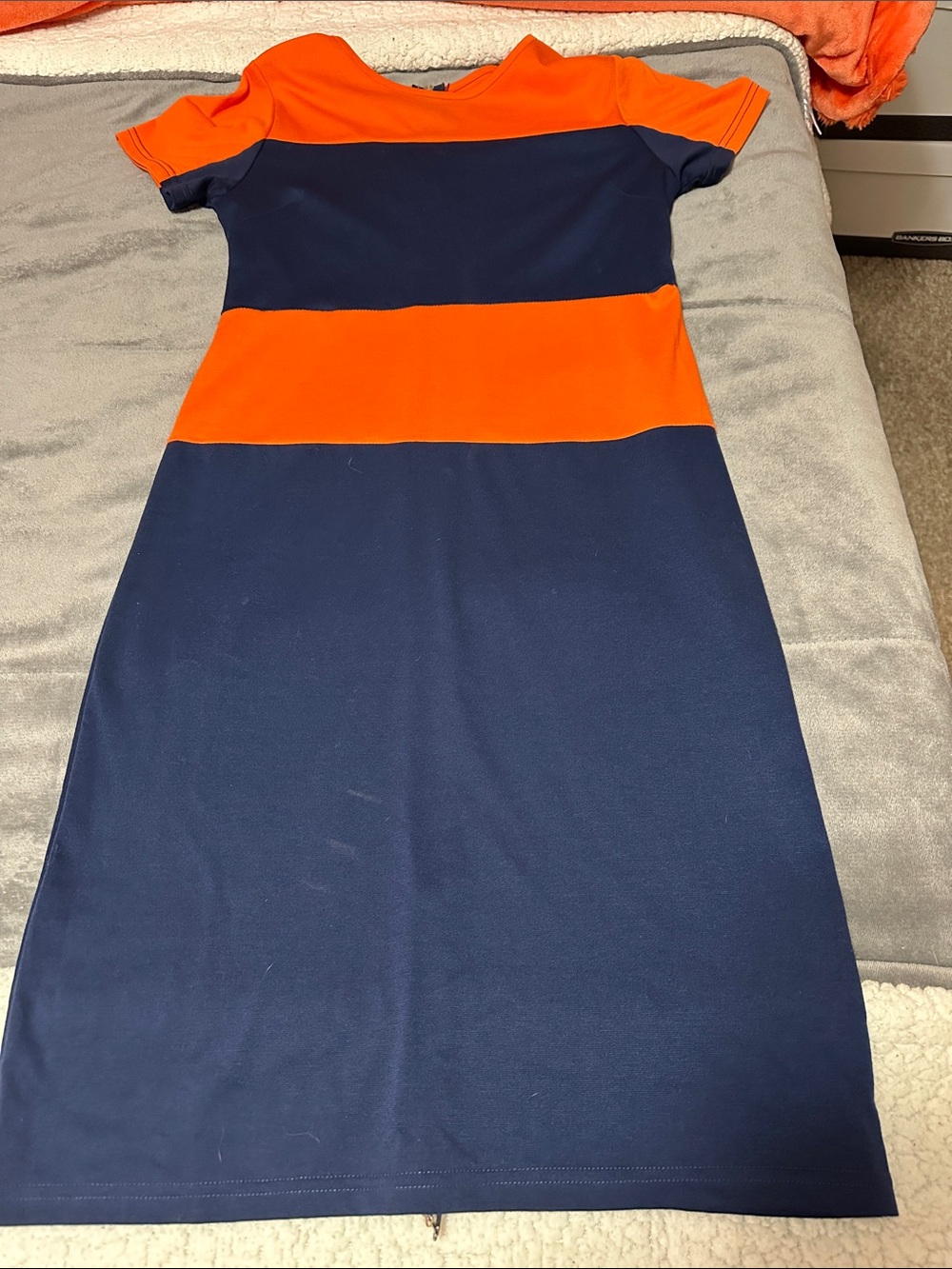 SHEIN Orange and Navy Stripe Midi Dress